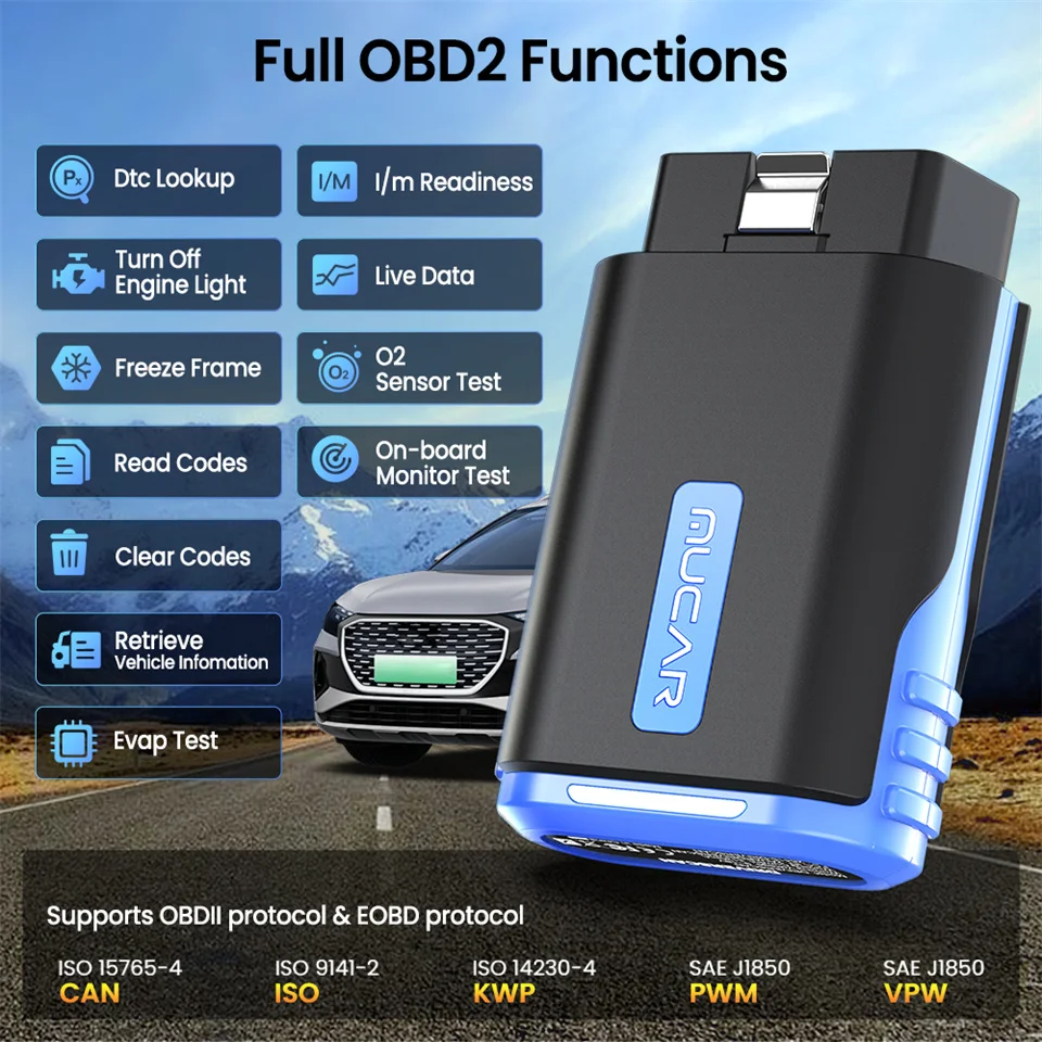 MUCAR Driverscan 2024 Diagnostic Tool Full System OBD2 Scanner 15 Resets BI-Directional Control Code Reader Check Engine Light