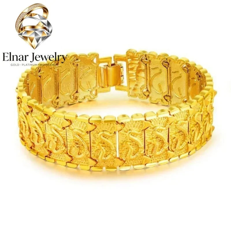 Elnar Jewelry 24K Real Gold 9999 Men's Dragon Row Bracelet, Ideal as a Gift for Dad or Boss, from Reputable Gold Shop