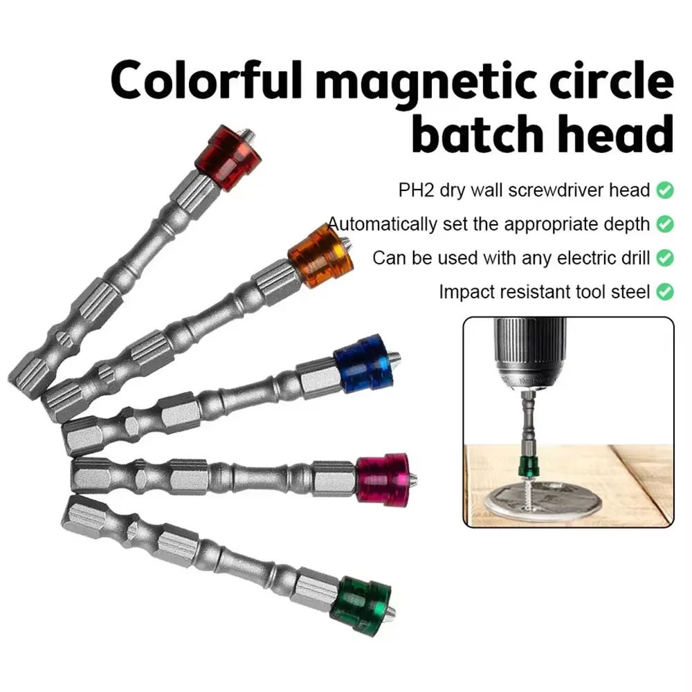 5pcs/set  Electric Screwdriver Bits Set 65mm Magnetic Drill Bits 1/4 Inch Hex Shank S2 Steel PH2 Head