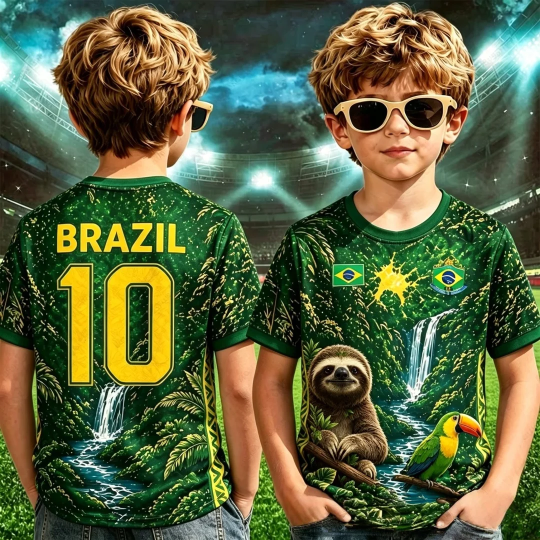 2026 Brazilian Selection Shirt Summer New Brazil Football Jerseys children's clothing Football Sports Tshirts Tees kids clothes