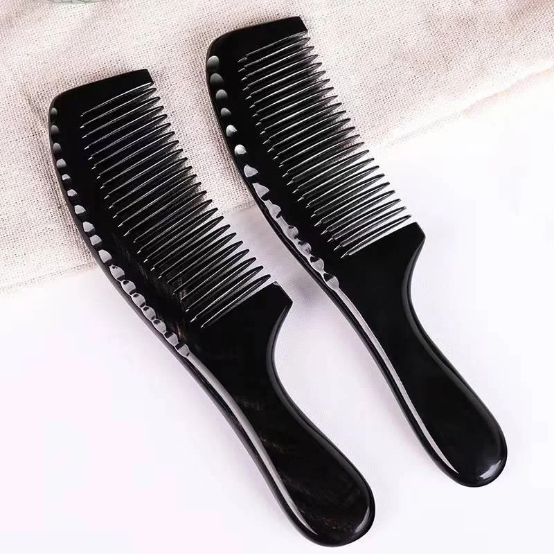 

Natural Black Buffalo Comb Fine Tooth Horn Comb Straighter Curly Anti-Static Head Scalp Massage Anti-Static Hair Styling Tool