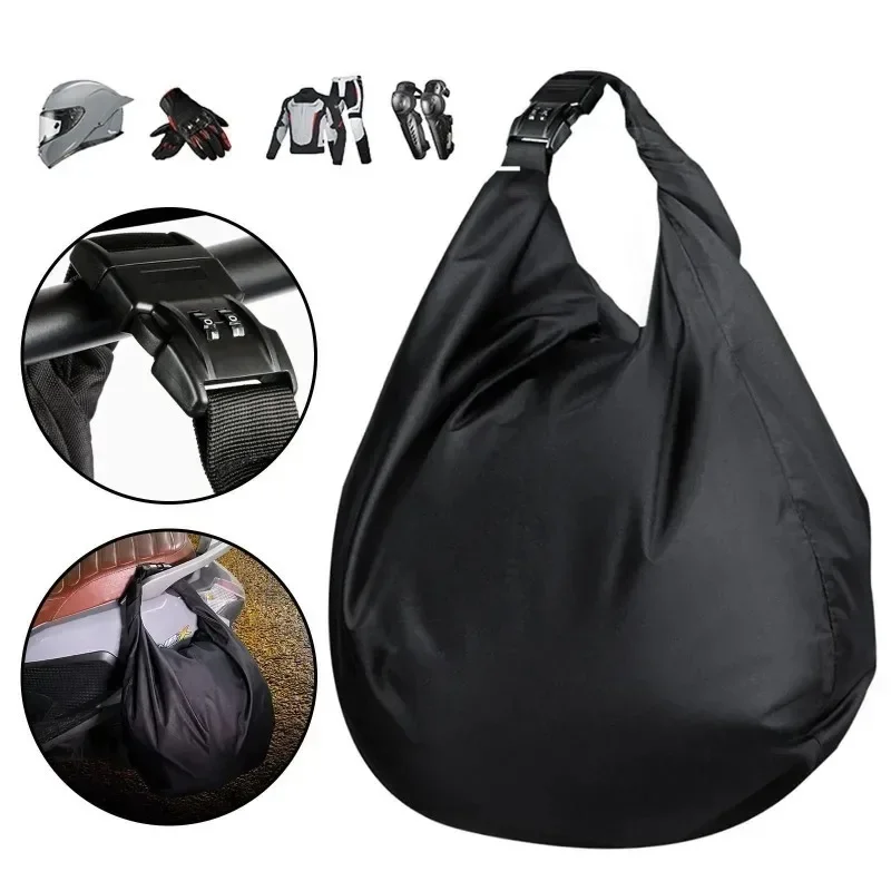 

1pc Motorbike Helmet Bag Combination Lock Anti-Theft Luggage Storage Bag Rider Portable Travel Motorcycle Equipments Bag