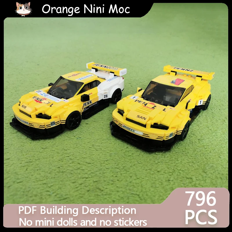 Modèle de voiture de course urbaine MOC en briques de construction R34 GTR Sportscar, technologie modulaire, cadeaux de vacances, jouets à assembler pour enfants