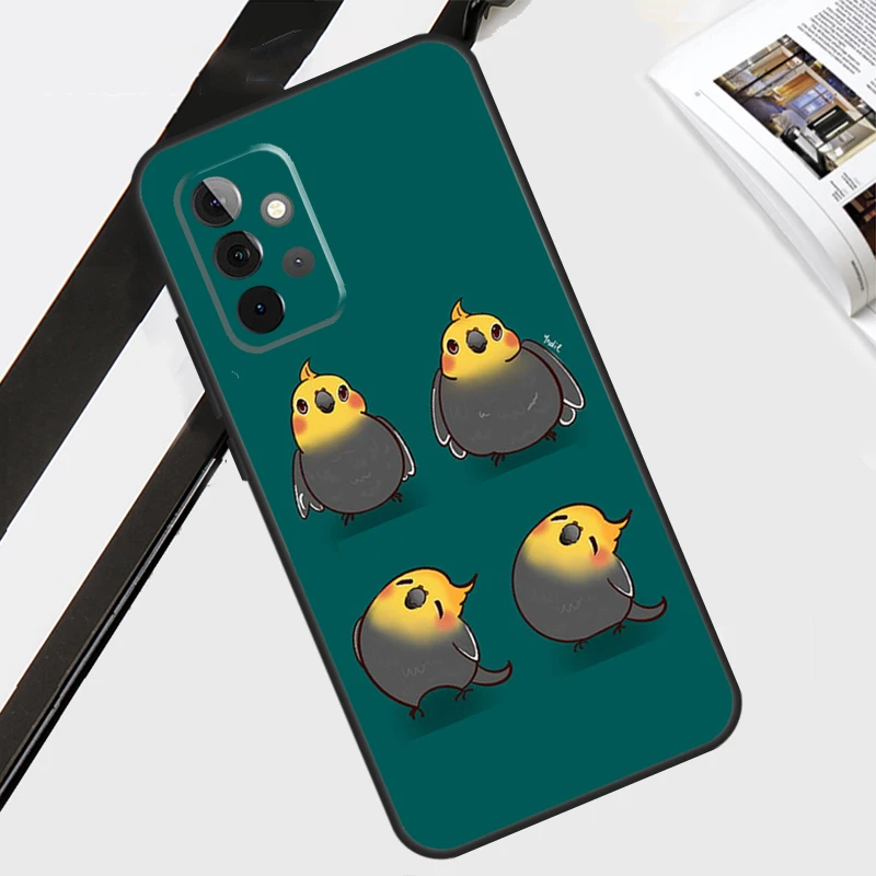 Chubby Cockatiels Parrotlets Phone Case For Samsung Galaxy A34 A54 A14 A51 A71 A12 A22 A32 A52 A72 A13 A33 A53 A73