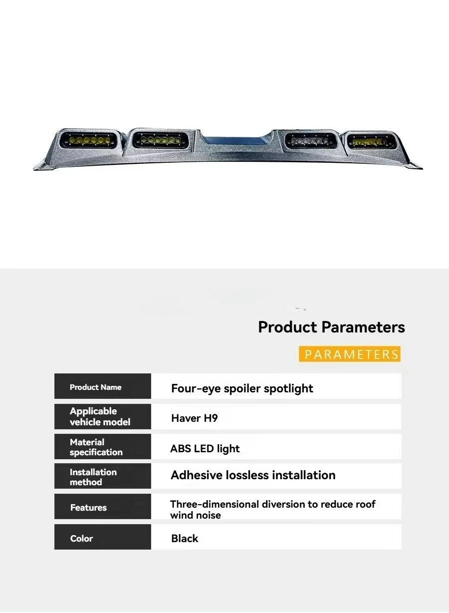 Hot-selling Super Bright Roof Four-eye Searchlight For 2024 + GWM Haval H9 Accessories