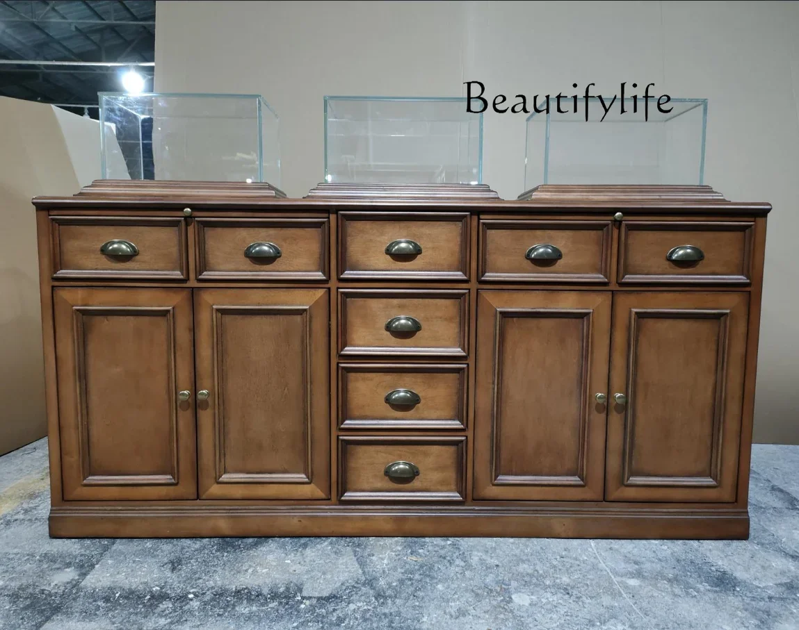 Jj Retro Display Cabinet, Jewelry Boutique Display Cabinet, Ultra-thin Tempered Glass Display Cabinet, High-end Customization