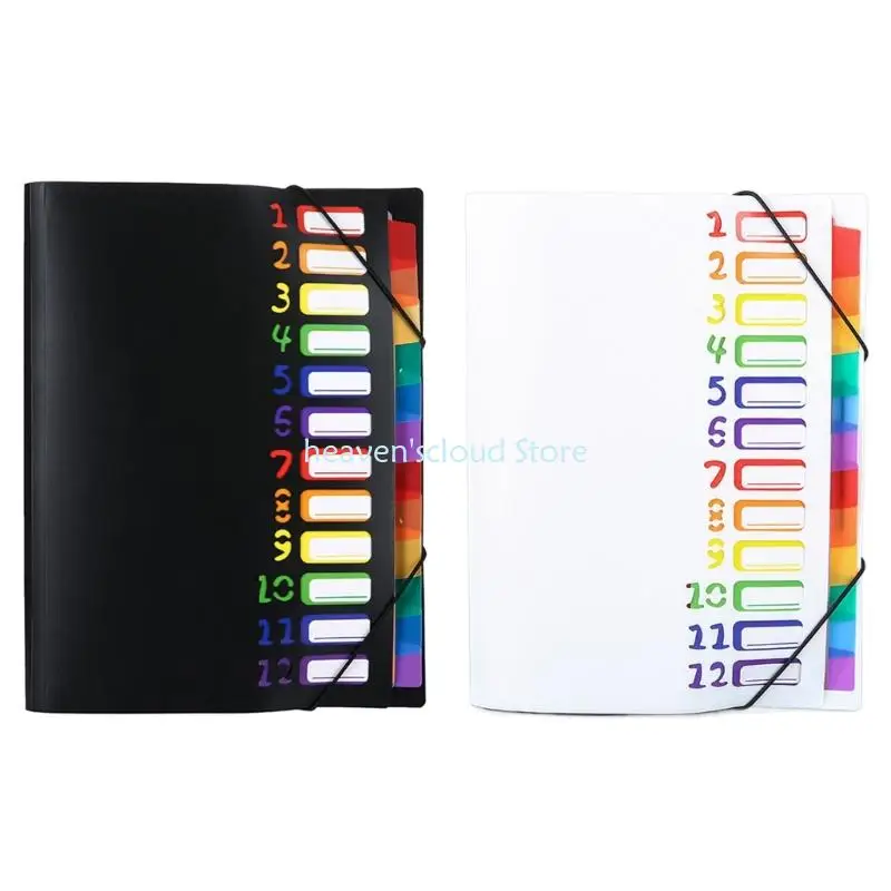 Y88B 2pcs/set Expanding File Folder 12-pocket Organ Documents Organiser Case for School Office Supplies