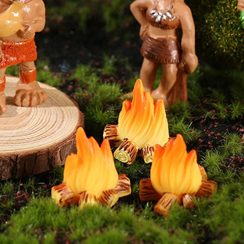 12 Pcs Miniature Bonfire Ornaments Models Toy Fake Campfire Decoration Artificial Flame Resin