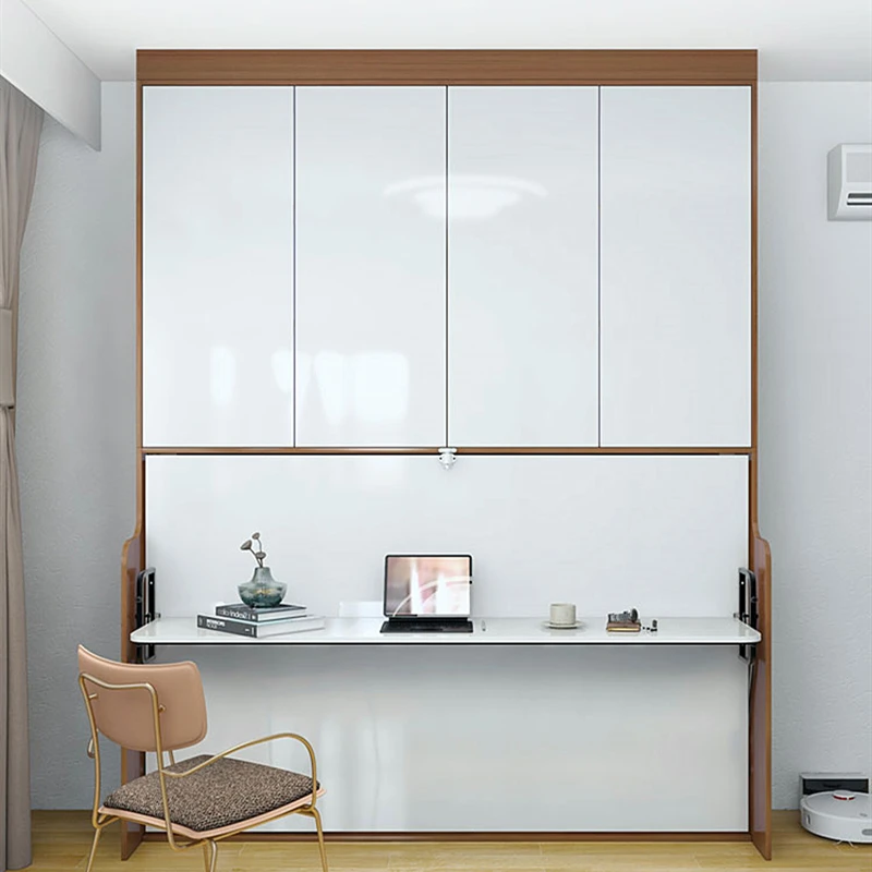 Desk style invisible bed, wardrobe integrated bed, top and bottom vertical flip wall bed, folding, hidden hardware