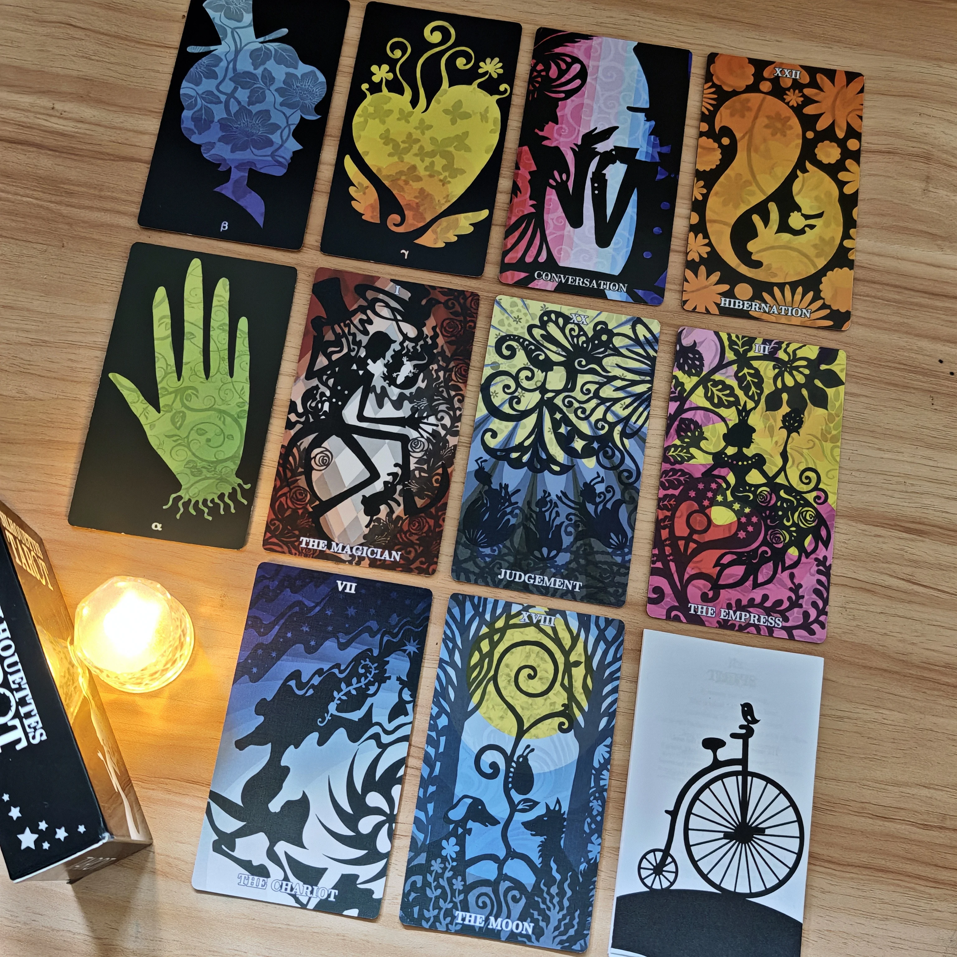Jeu de cartes de tarot avec silhouettes 12x7cm, 78 cartes