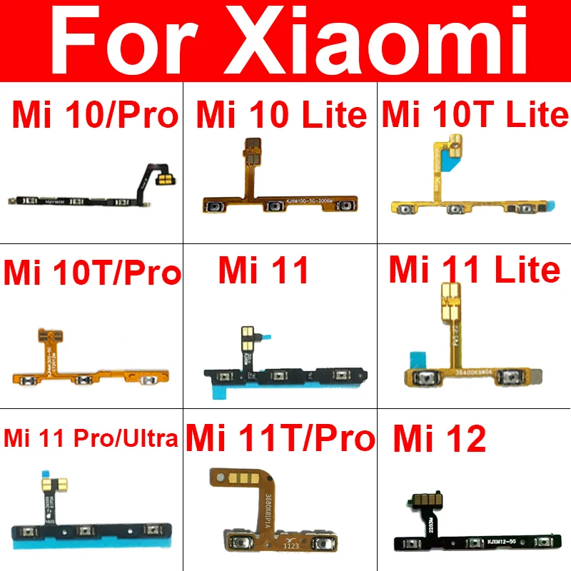 On/Off Power Key Volume Side Button Flex Cable Ribbon For Xiaomi Mi 10 10T 11 11T Mi 11 Ultra Mi 12 12X 12S Lite Pro Parts