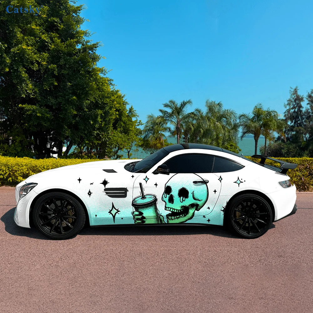 Graduated star cartoon skull sticker for drinking, suitable for cars and trucks, durable, fade-resistant, easy to install and re