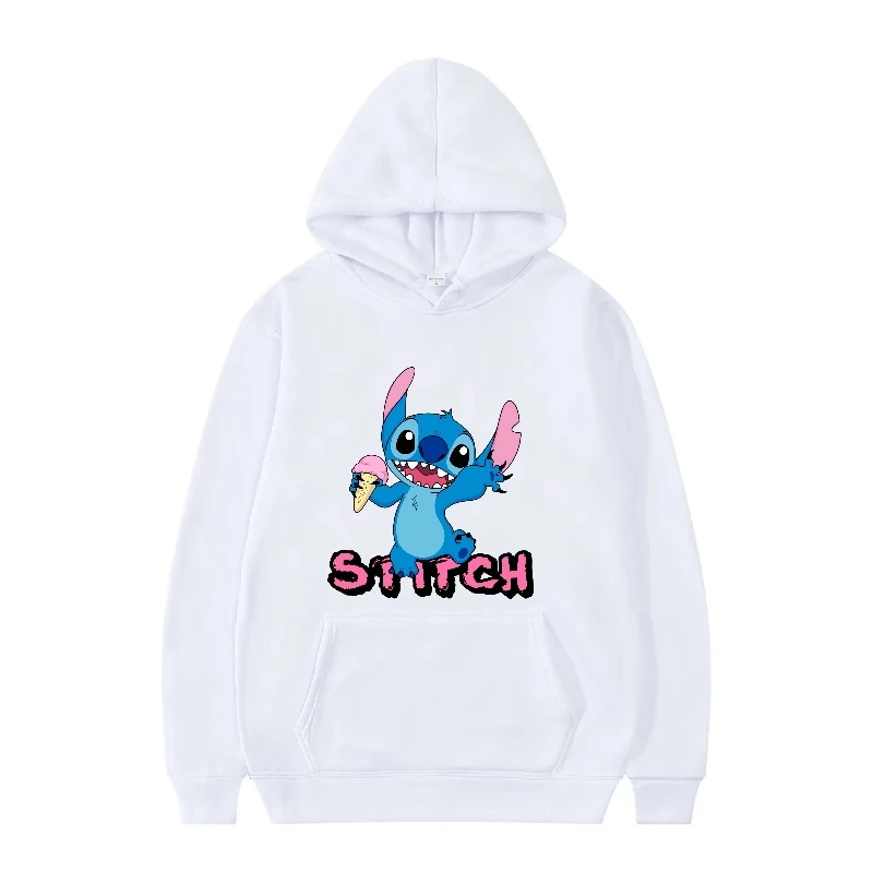 ديزني ليلو وستيتش نمط لطيف هوديس وبلوزات للرجال والنساء الربيع والخريف بلوفر مريح مع غطاء محرك السيارة