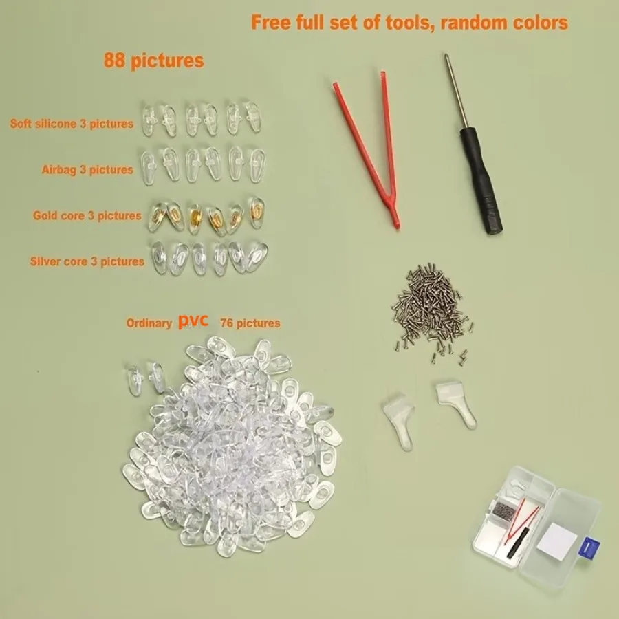 88pcs Anti-Slip Nose Pads for Glasses, Including a Multifunctional Screwdriver - Suitable for Eyeglasses And Spectacles