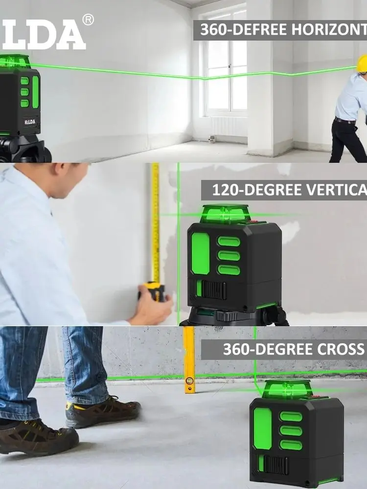Hilda laser nível 2 linhas/5 linhas 360 nível de nivelamento automático equipamento ferramenta