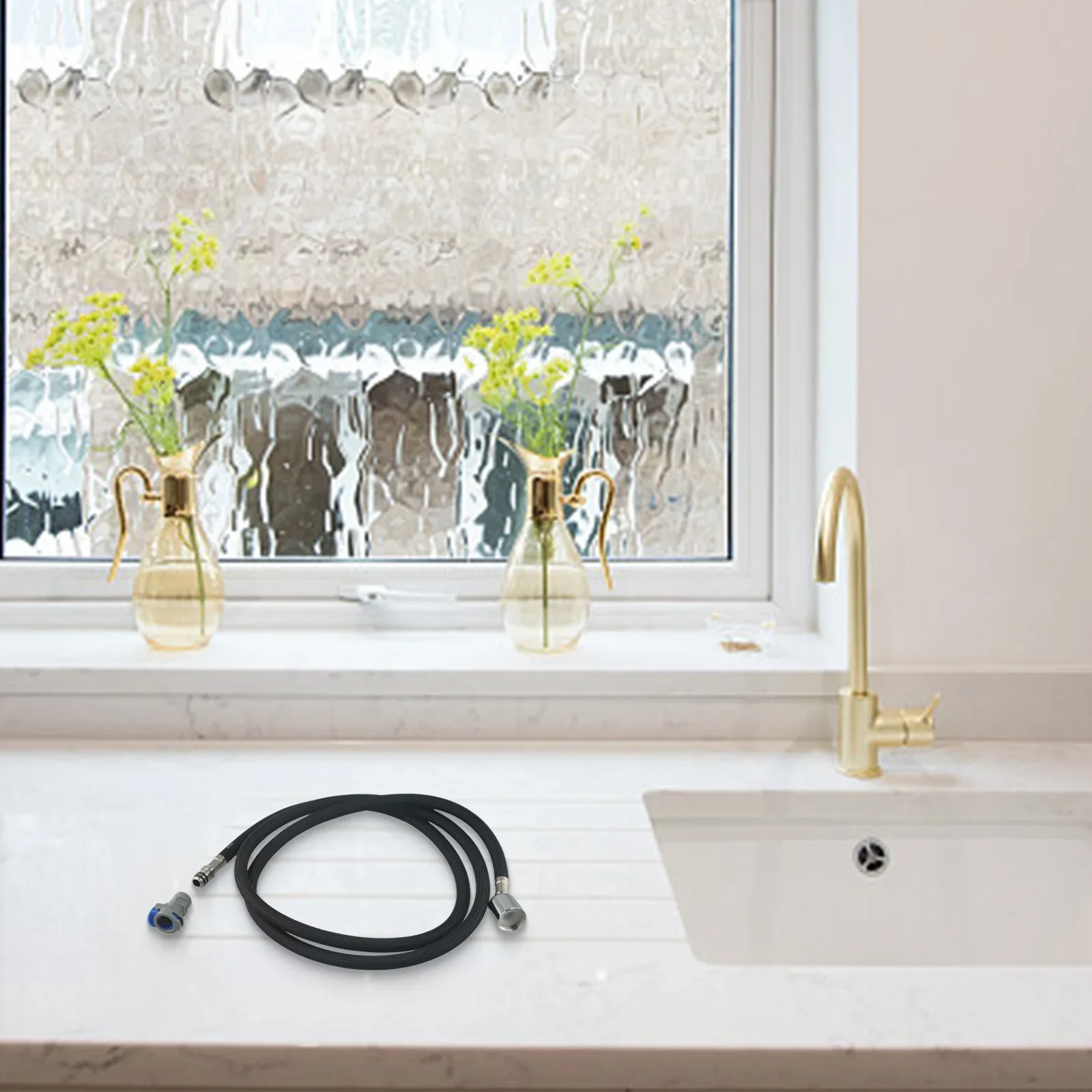 The Perfect Companion for Your Sink A Sturdy Nylon Braided Shower Hose Measuring at an Impressive Length of 1 5 Meters