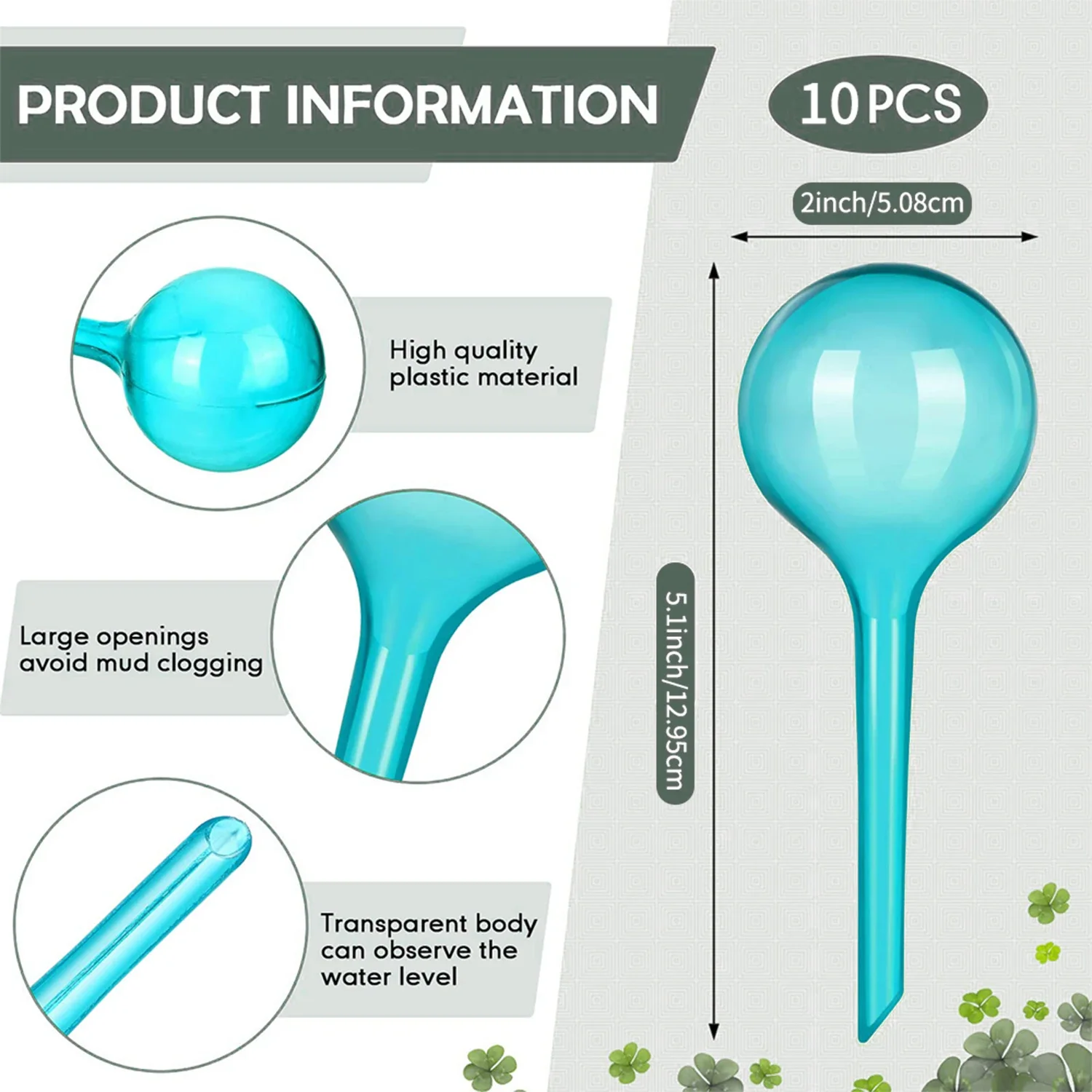 Plant Watering Stakes Garden Self Watering Planter Insert for Daily Watering Large 10pcs Flower Automatic Watering Bulbs
