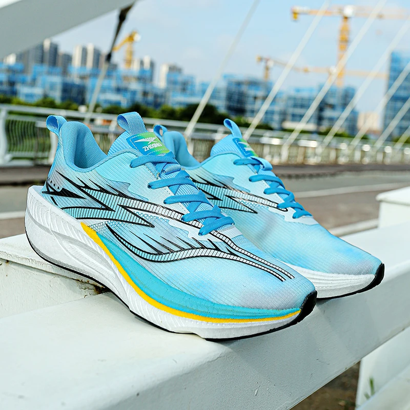 Men's Breathable Thick-Sole Carbon Plate Racing Running Sports Shoes, Unisex Couple Matching Sneakers, Ideal for Daily Jogging
