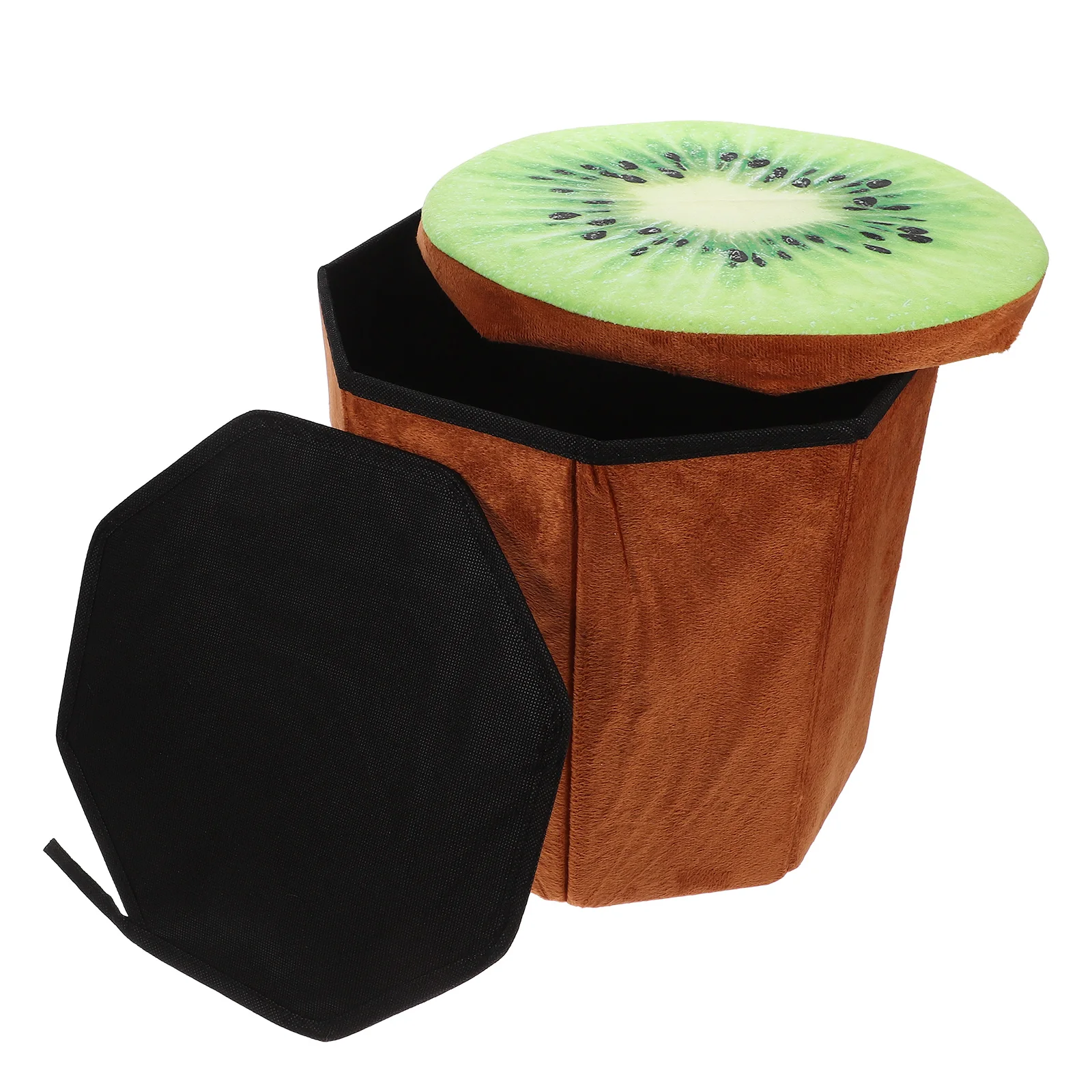 

Fruit Velvet Storage Box Small Folding Cloth Footstool Seat Orange with Footstools