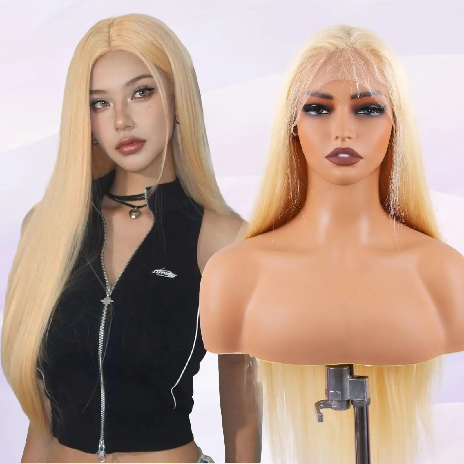 

Straight 613 Blonde 13x4 HD Lace Front Wig Human Hair 200% Density Pre Plucked Transparent Lace Frontal Brazilian Human Hair Wig 34 Inch