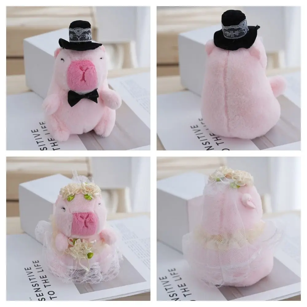 Kawaii Cartoon Capybara Keychain Creative Dress Plush Doll Bag Pendant Swimming Hawaii Stuffed Toys Gifts