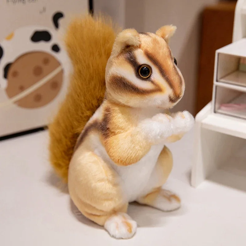 สมจริงกระรอกตุ๊กตา Adorbale Furry ผม Big Tail ของเล่นน่ารักตุ๊กตาสัตว์ตุ๊กตาหมอนสาวของขวัญ