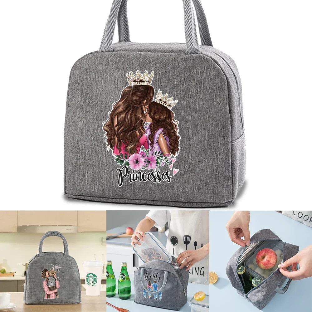 Reusable Insulated Lunch Bag Men's and Women's Portable Portable Lunch Bag Waterproof Canvas Insulated Lunch Bag Mon Pattern