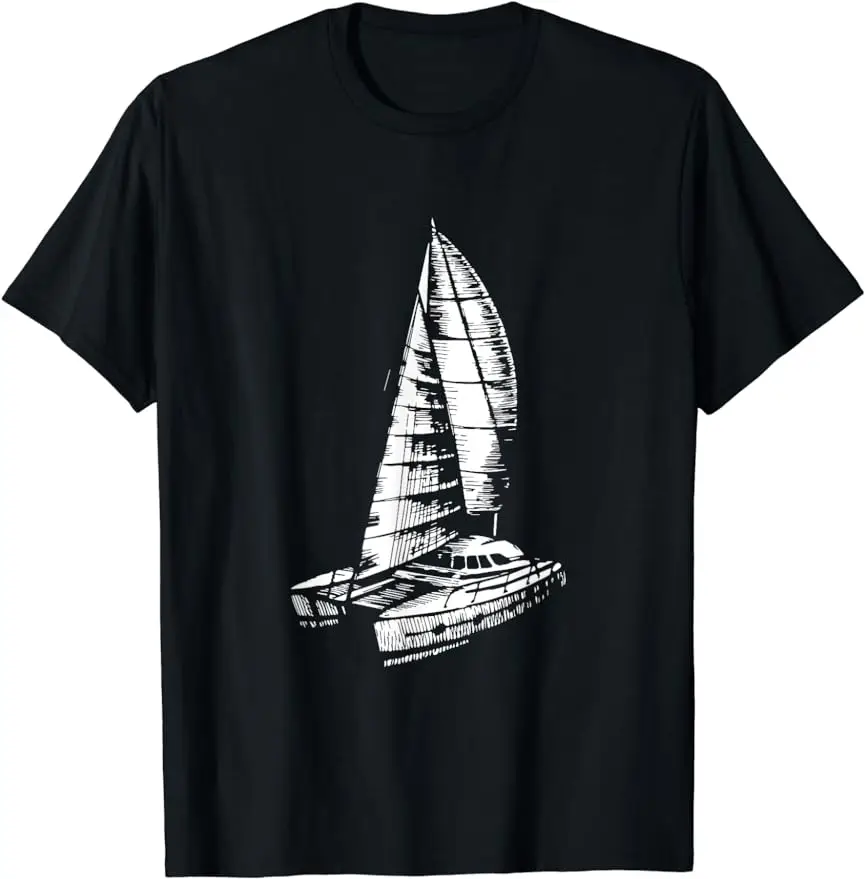 2024 New Summer Fun Catamaran Old Sailing Ocean Tide Sailing T-shirt