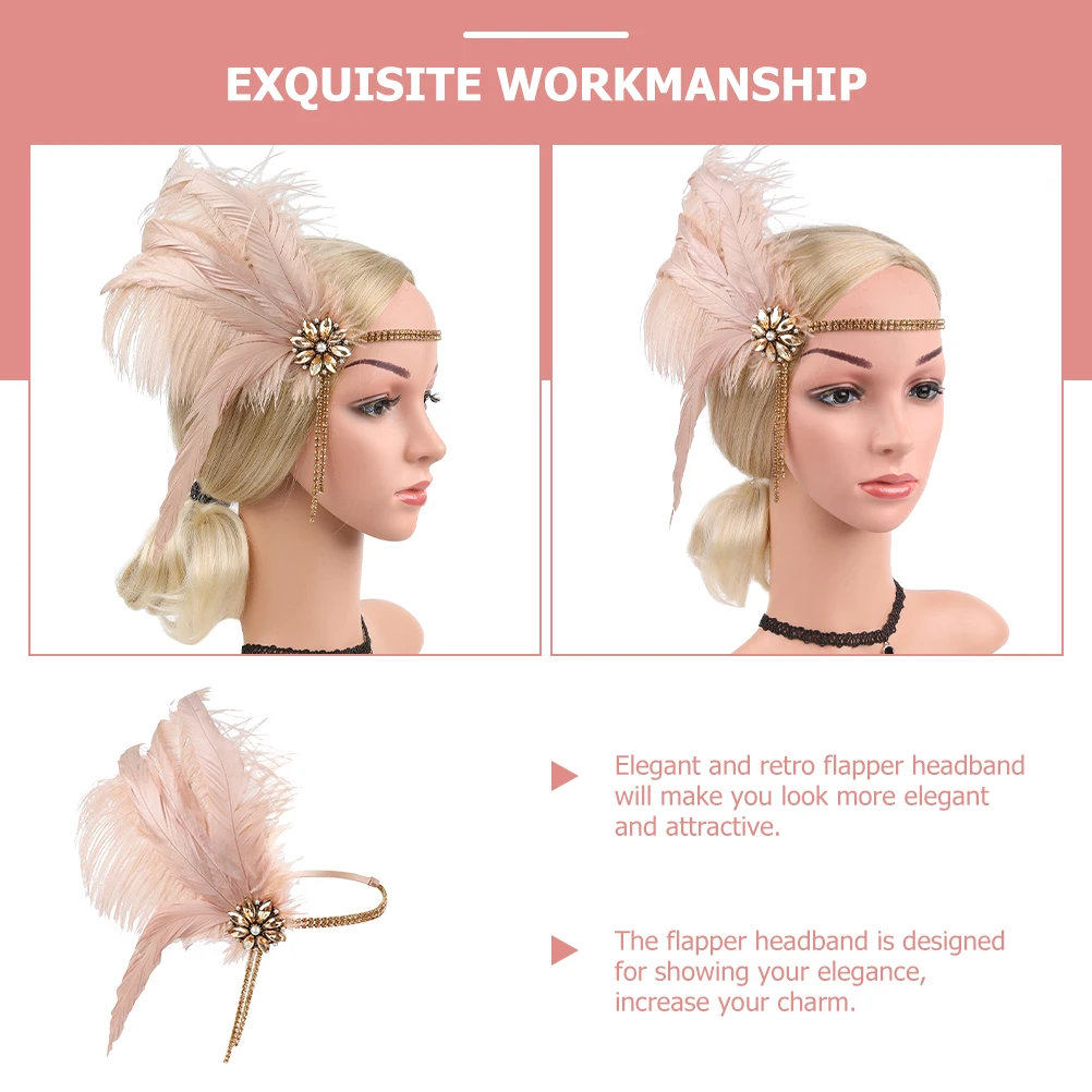 

Elegant Flapper Headband 1920S Vintage Tassel Headpiece Roaring 20S Accessories For Women Bridal Evening Cocktail Party Wear