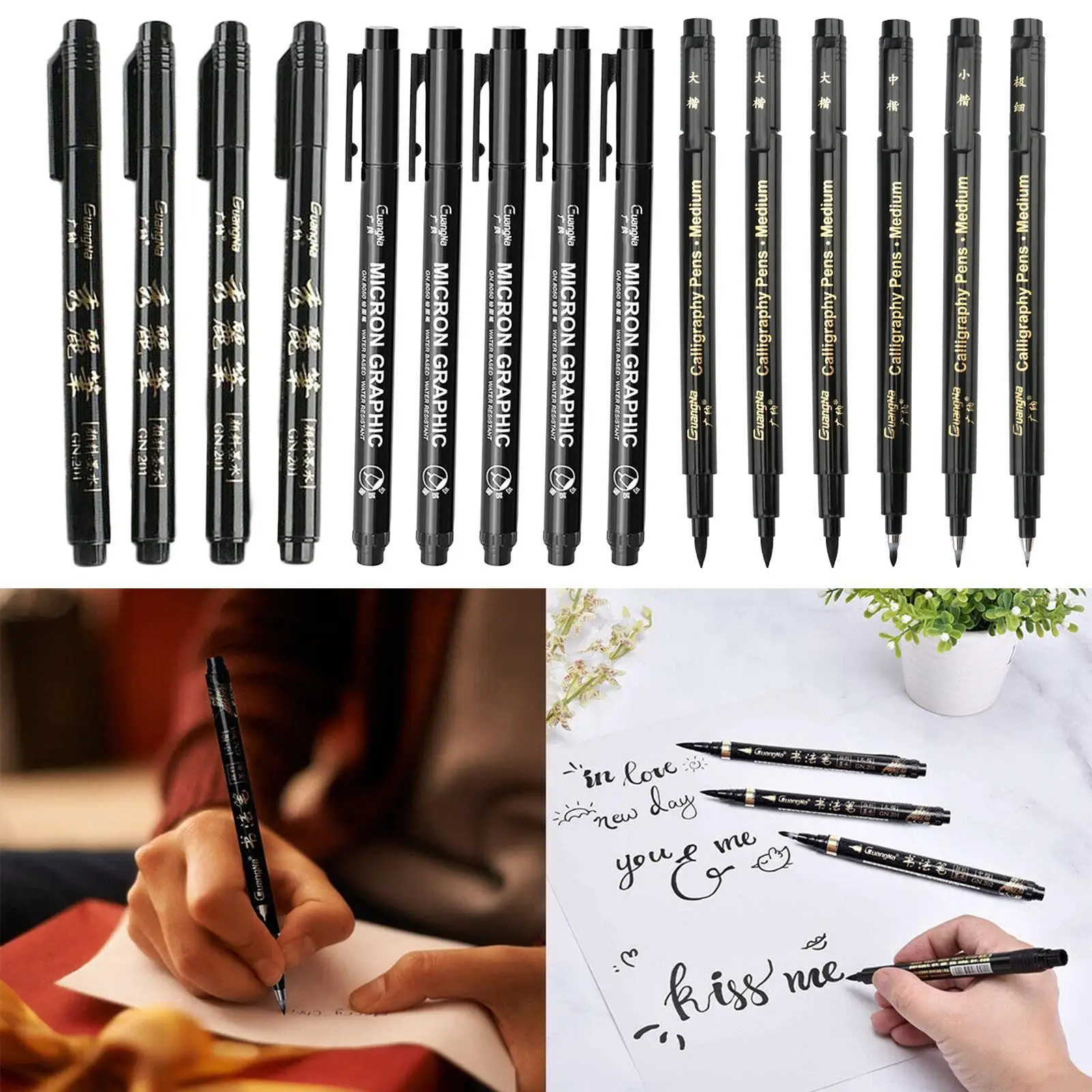 Premium Pen Black Hand Lettering Pens Writing Cartoon Paint Brush