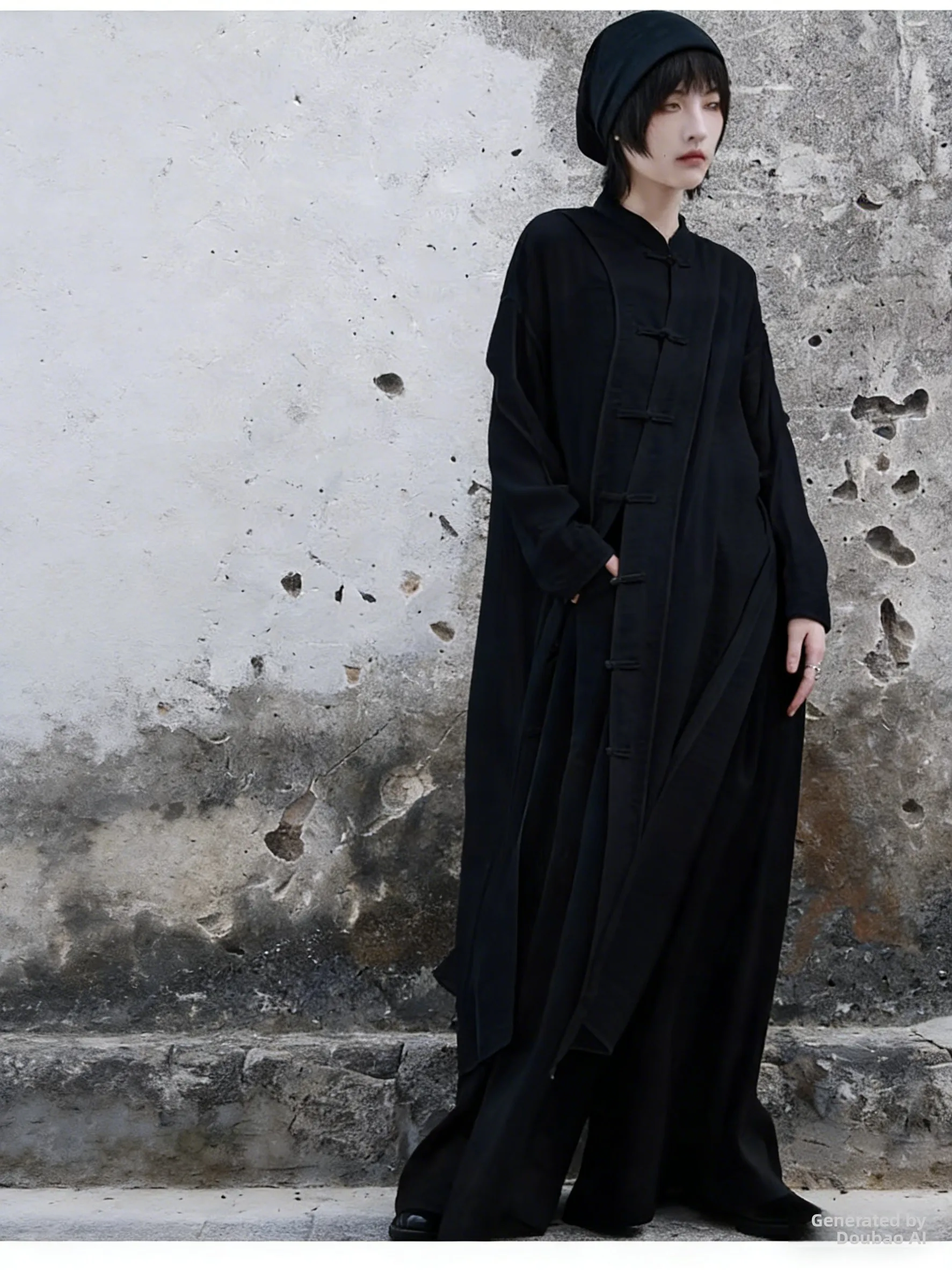 New Chinese Style Long Shirt Tang Suit Black Zen Tai Chi Practice Uniform Button up Shirt Dance Sword Black Zen Set Women's F...