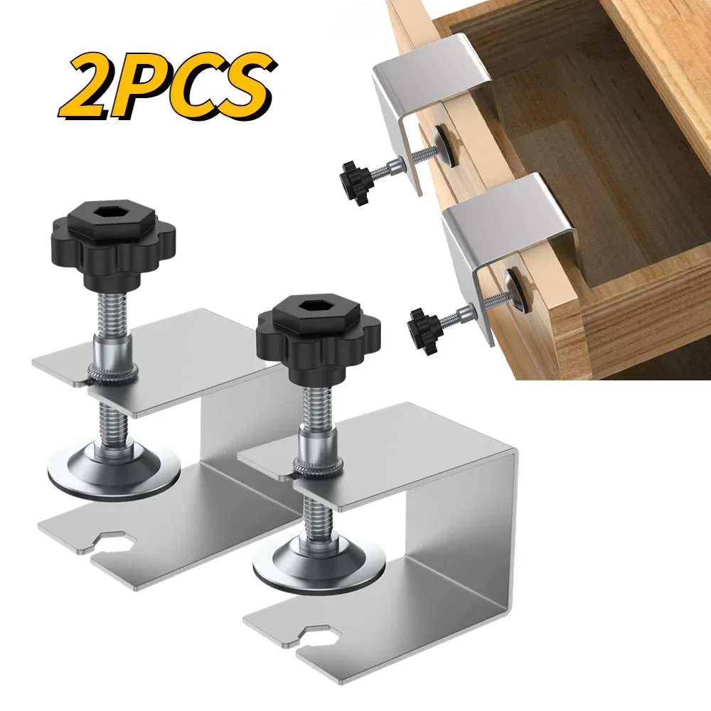 

2Pcs Woodworking Jig Cabinet Tool Home Furniture Accessories Steel Drawer Front Installation Clamps Drawer Panel Clips Hand Tool