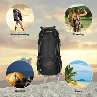 Lixada 50L Large Waterproof Travel Bags Nylon Rucksack Outdoor Hiking Backpack Rain Cover Camping Climbing Trekking Knapsack