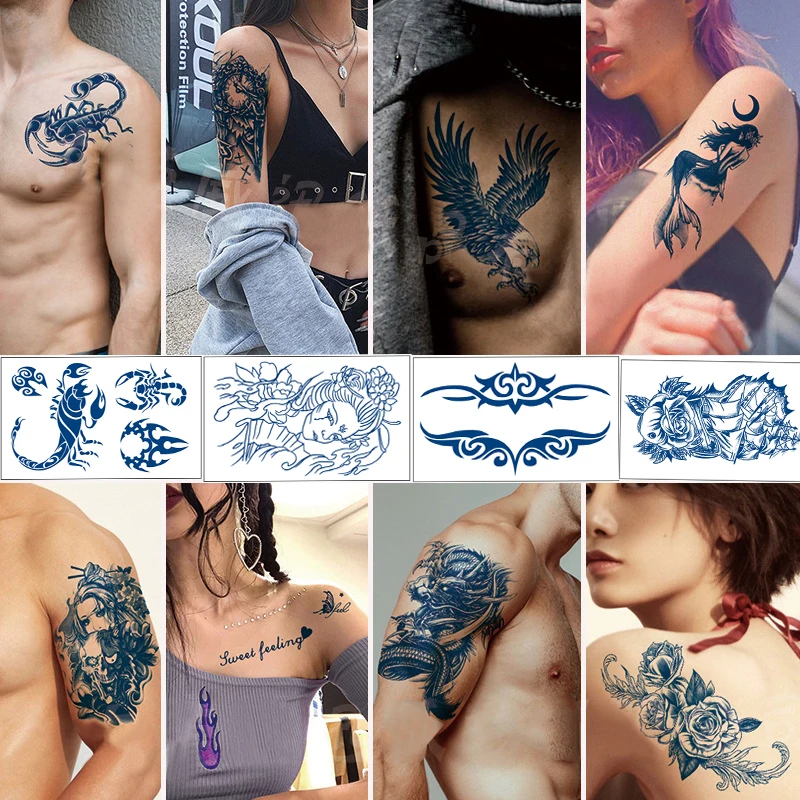 

Juice Ink Tattoos Body Art Lasting Waterproof Temporary Tattoo Sticker Rose Flower Pearl Tattoo Arm Fake Butterfly Peony Tattoo