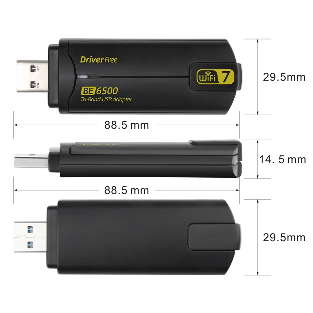 Fenvi WiFi 7 USB WiFi Adaptörü BE6500 USB 3.0 Dongle Tri-band 2.4G/5G/6GHz Win 10/11 Sürücüsü Ücretsiz PC Dizüstü Bilgisayar