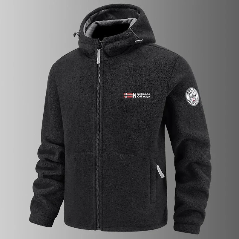 Thicken Hooded Polar Fleece Jackets New Soft Lamb Wool Warm Winter Parkas Men Outdoors Autumn Hiking Camping Coats Men Clothing