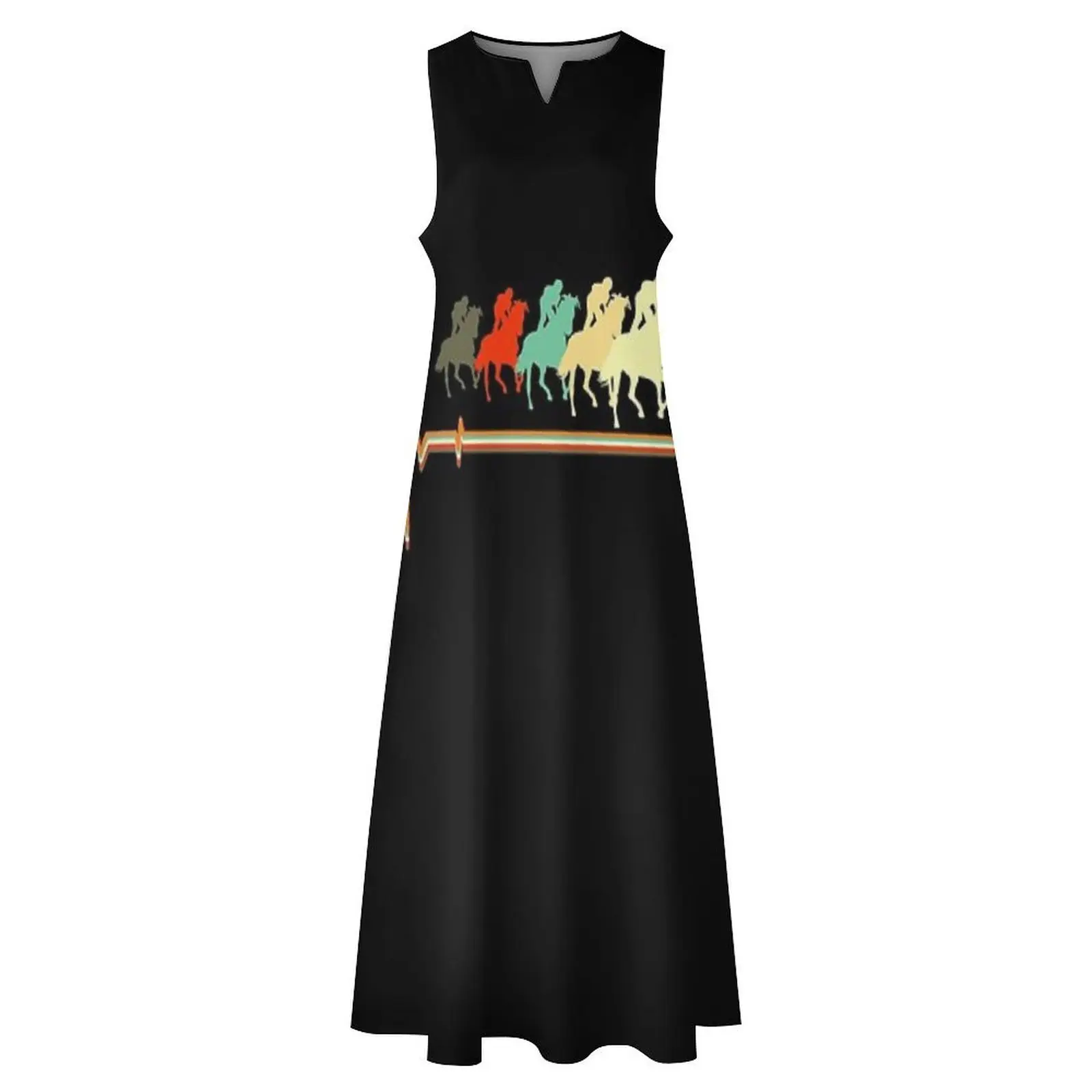 เสื้อแข่งม้า, ชุดเดรสยาวลายม้าแข่งสไตล์เรโทรวินเทจ เสื้อผ้าผู้หญิง ชุดเดรสปาร์ตี้สุดหรูสำหรับผู้หญิง