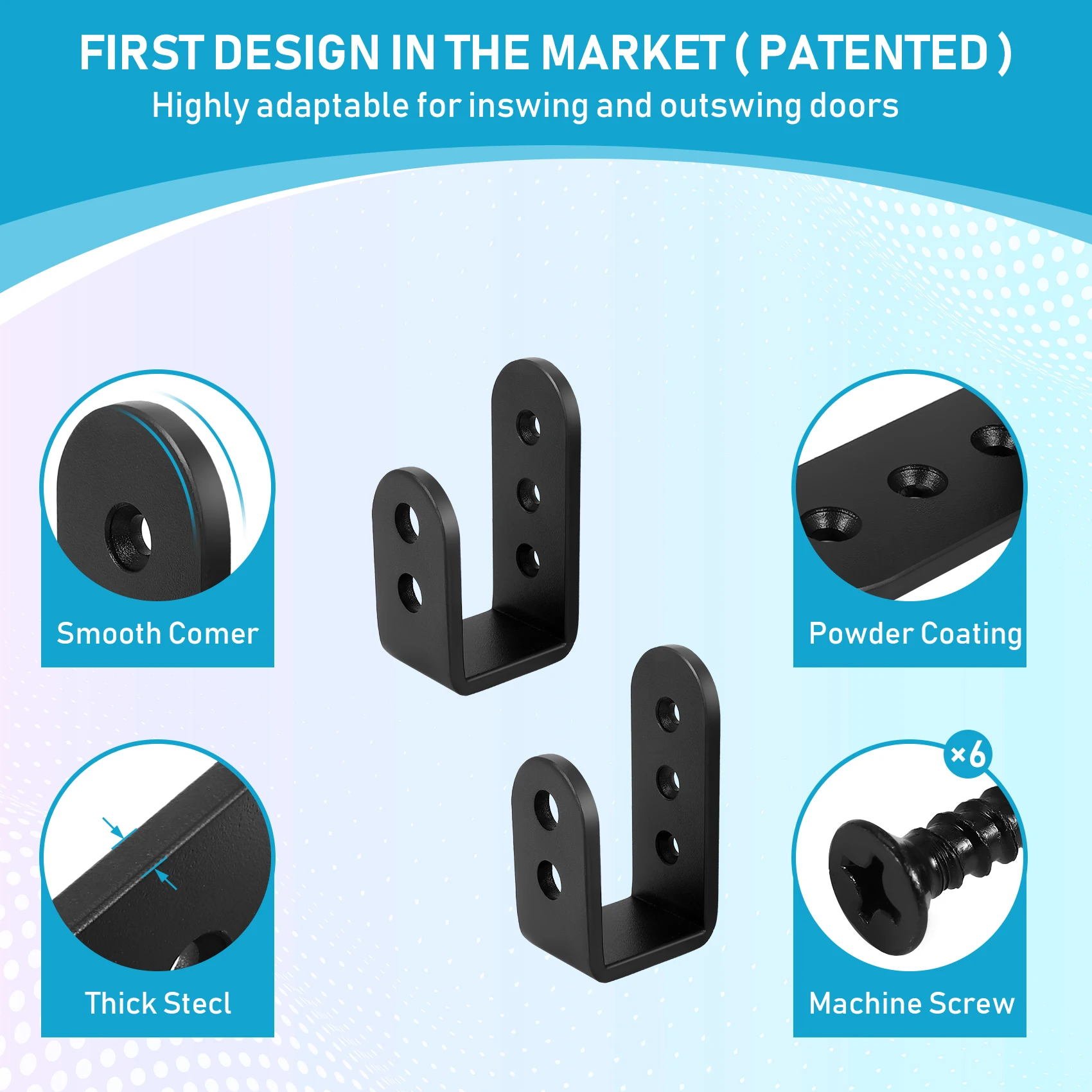 2 Pack Door U Brackets Open Bar Security Door Brackets for Home,Garage Door Reinforcement Fits 2X4 Boards