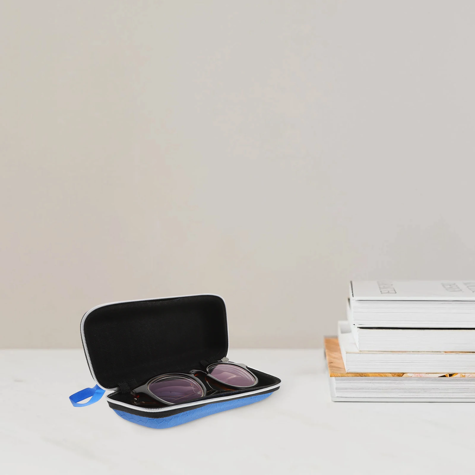 

Eyeglasses Case Hard Shell Lightweight EVA Sunglasses Box Blue Zipper Protector For Kids Adults Glasses Storage Box