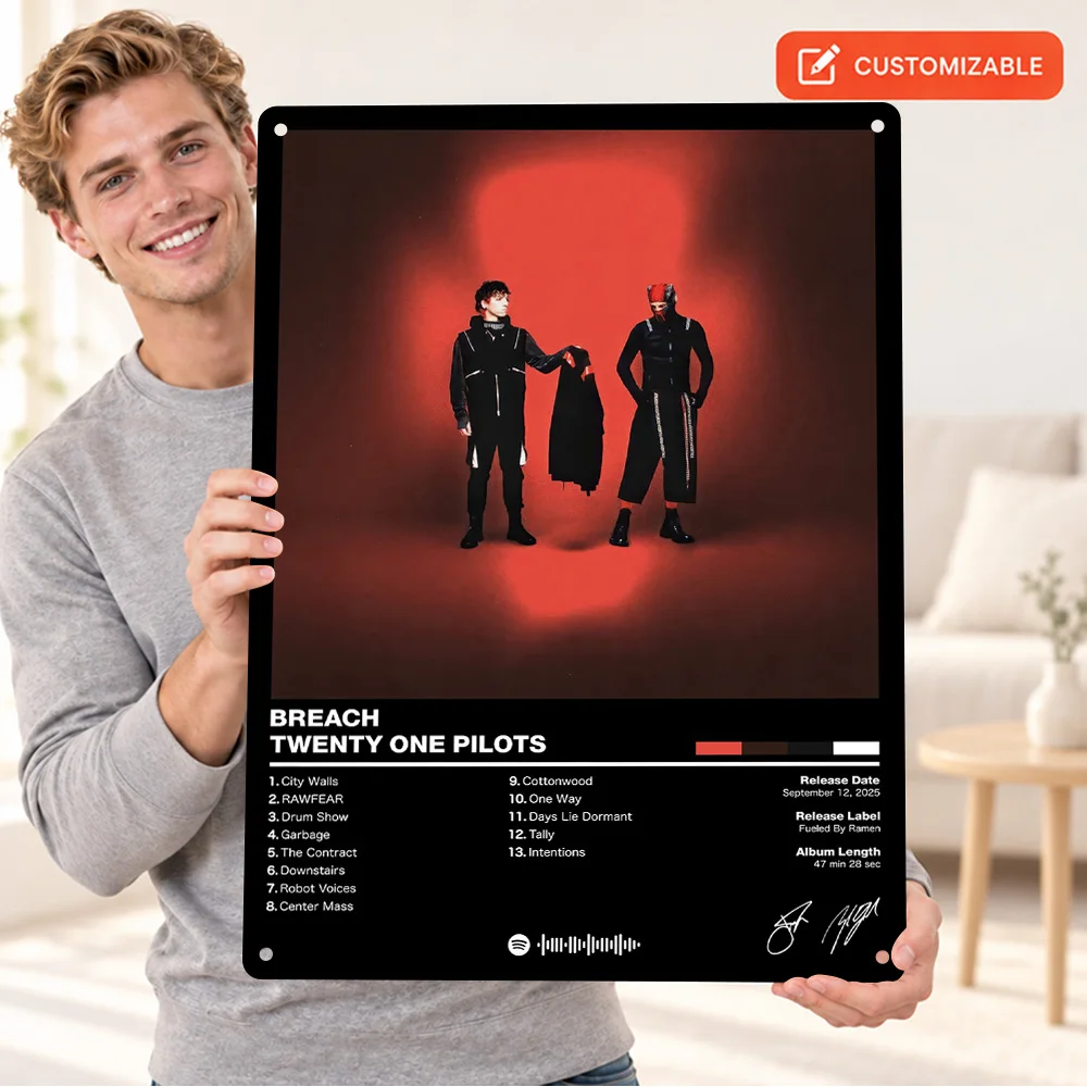 Twenty One Pilots Breach Music Album Printed Poster Customized Aluminum Metal Sign Contemporary Design Wall Art For Home Office
