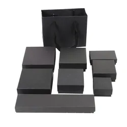 Logo Customized Personalized Black Jewelry Bracelet Ring Necklace Box Wholesale package small gift box Laser Engraving logo