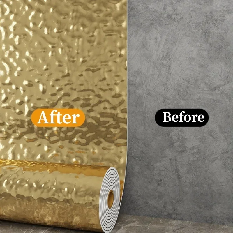 3M Gold Metallic Textured Wall Covering Self Adhesive Wallpaper Wall Sticker for Living Room Bedroom Home Interior Decoration