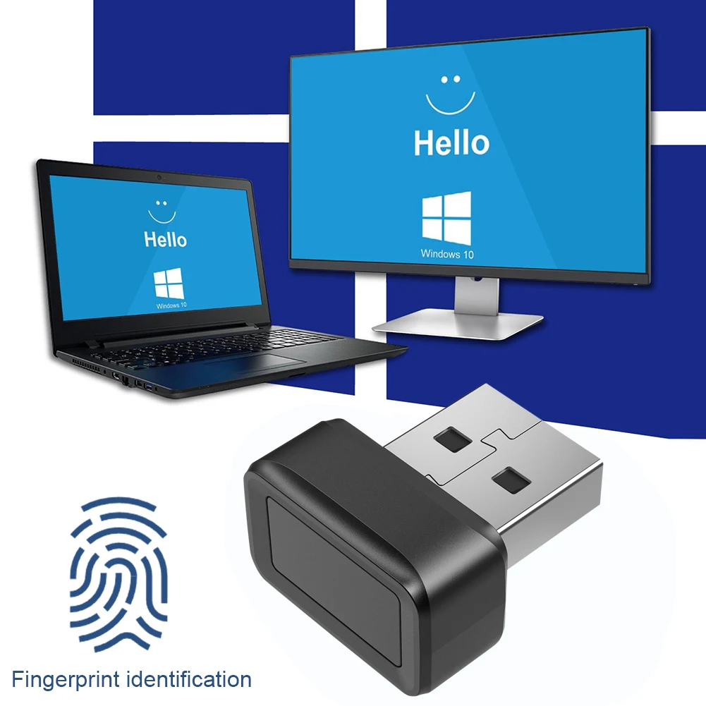 USB Fingerprint Key Reader FIDO U2F Speedy Matching Security Key Windows Hello Anti-Spoofing Mini Fingerprint Reader 360° Touch