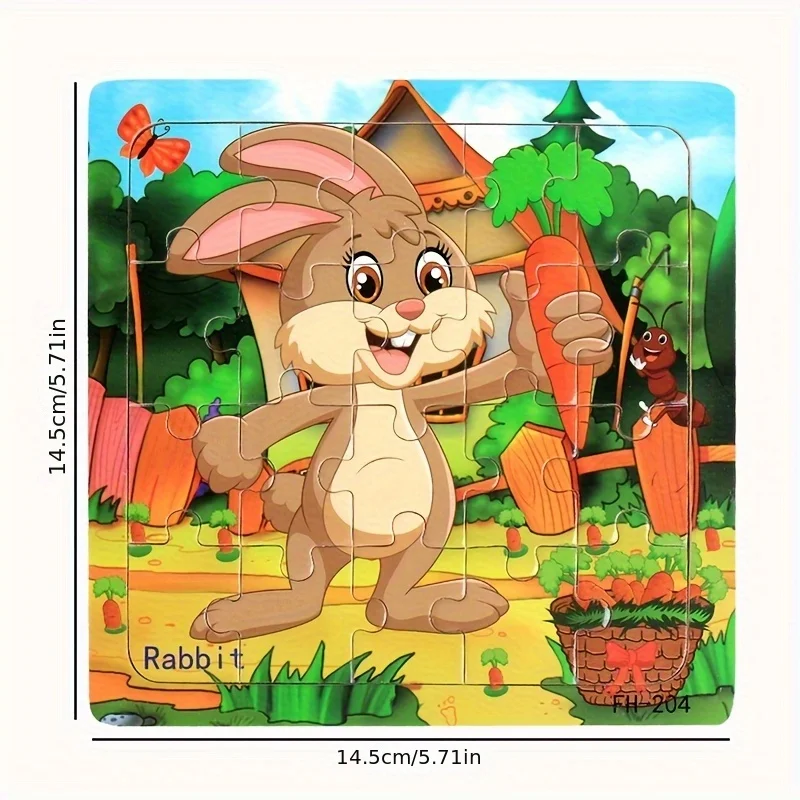 12 مجموعة من الألغاز الخشبية لنقل الحيوانات أرنب الفيل الأسد النمر الجزرة تعلم رياض الأطفال ألعاب تعليمية هدية #4