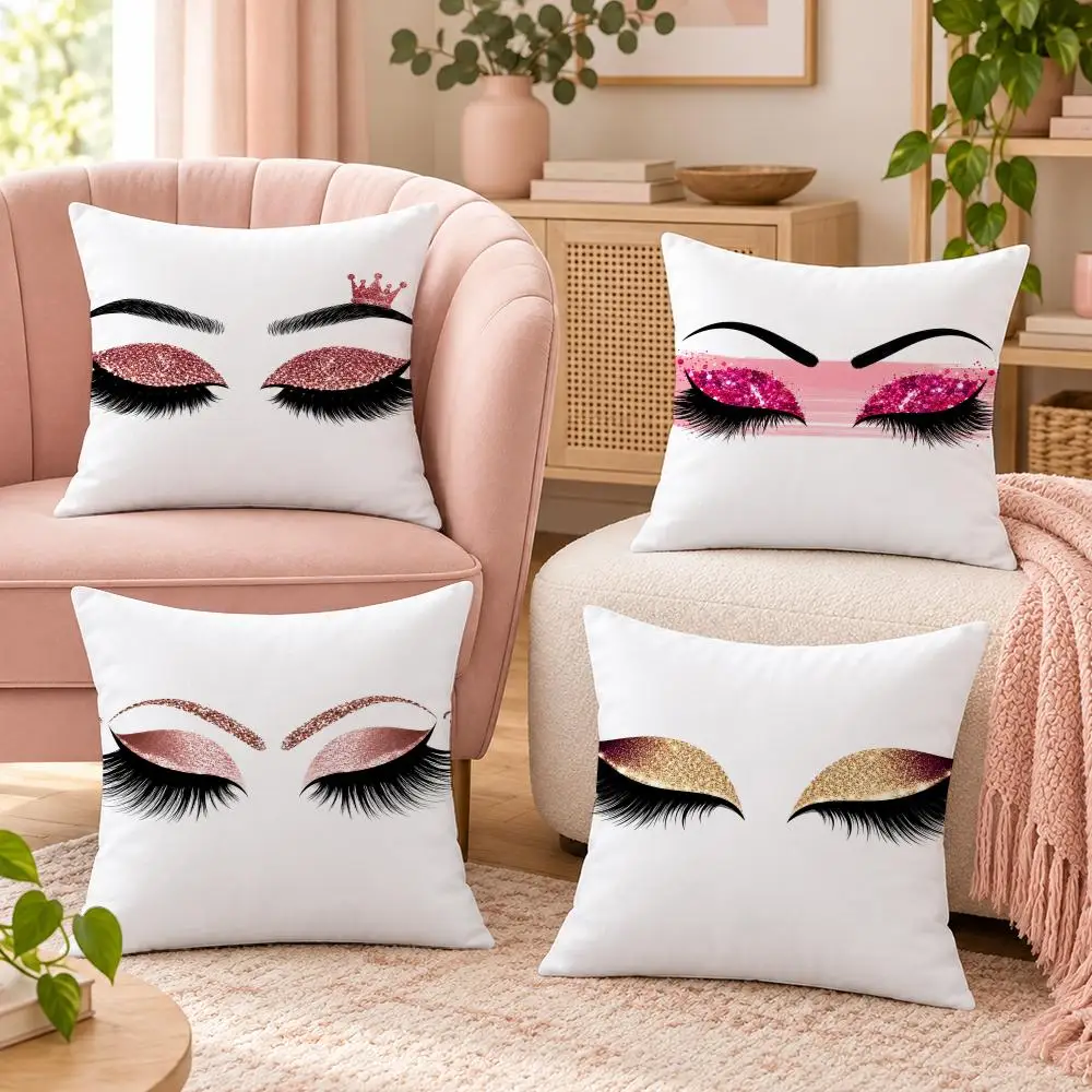 Fashion Makeup Art Cushion Cover Pillow Case Organic Short Plush Cushion Covers Washable Wrinkle-Resistant