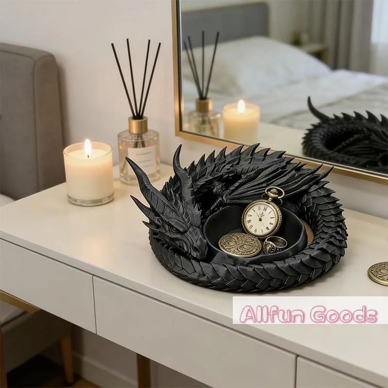 [TG835]Creative Gothic 3D Printing Dragon Tray Dark Style Plastic Jewelry Storage Tray Decorative Desktop Organizer Key Holder