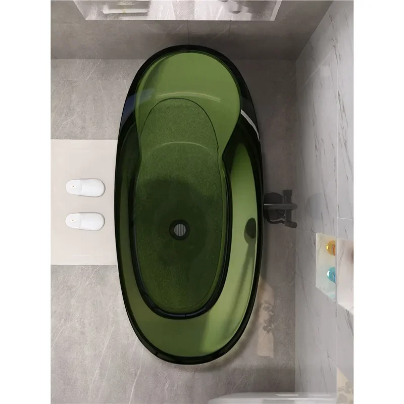 for Color Crystal Cylinder Transparent Resin Bathtub Adult Home Lying Concubine Tub Upscale Five Star Hotel