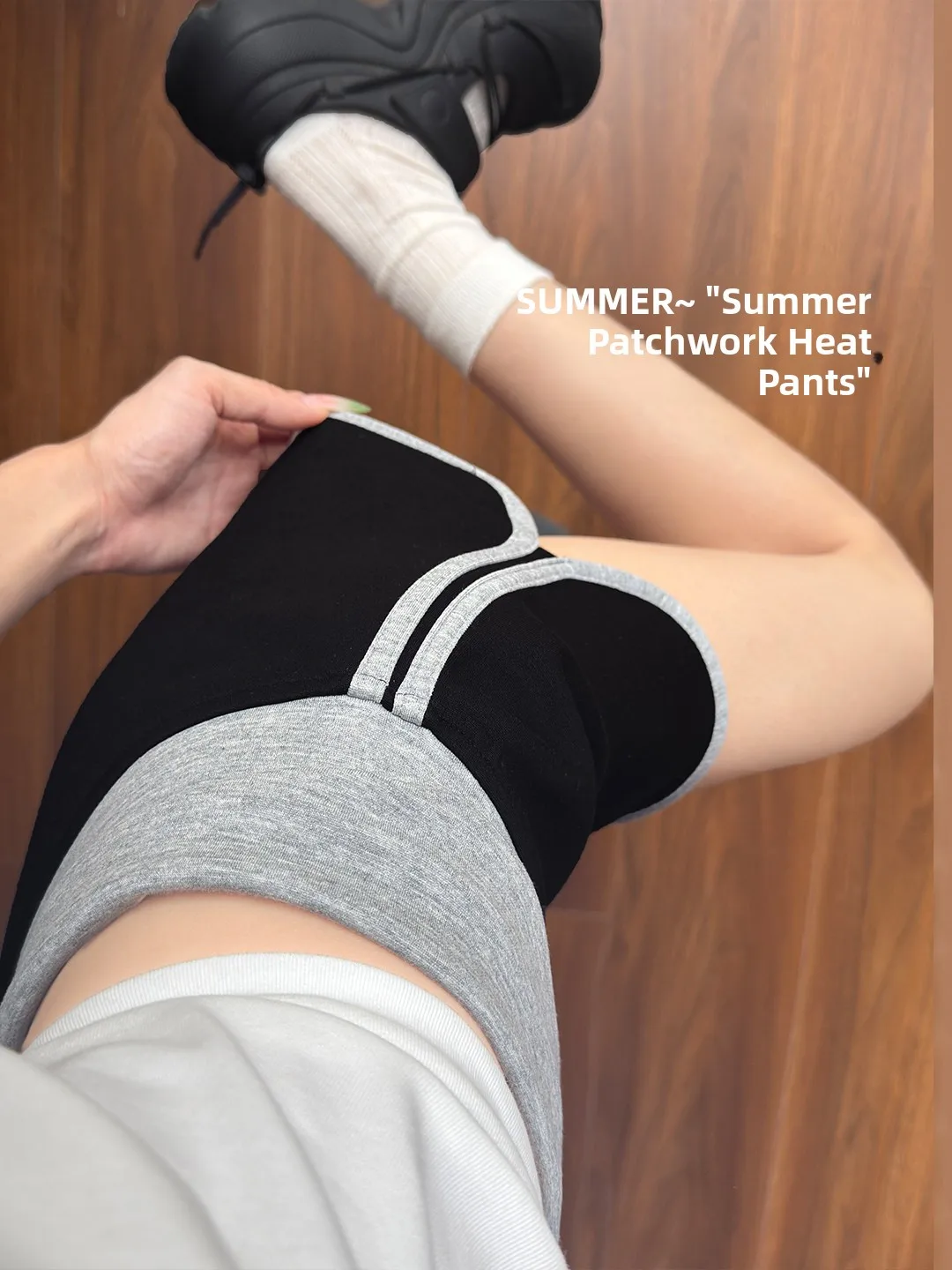 Black Sporty  Shorts Women's High Waist Slim Fit Contrast Stitching Body Shaping Butt Lifting Summer New Style Casual Pants