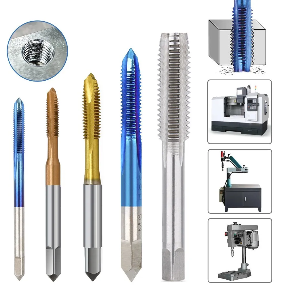 5 stücke hss hand tap set M3-M8 metrischen stecker tap 0,5-1,25mm gewinde bohrer handwerkzeuge – Detail 4