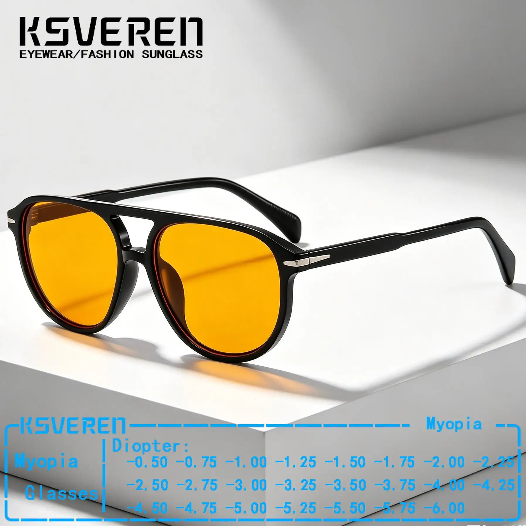 Lunettes de soleil de créateur à double pont avec verres orange pour hommes et femmes, lunettes de vue tendance, lunettes de conduite, protection solaire extérieure